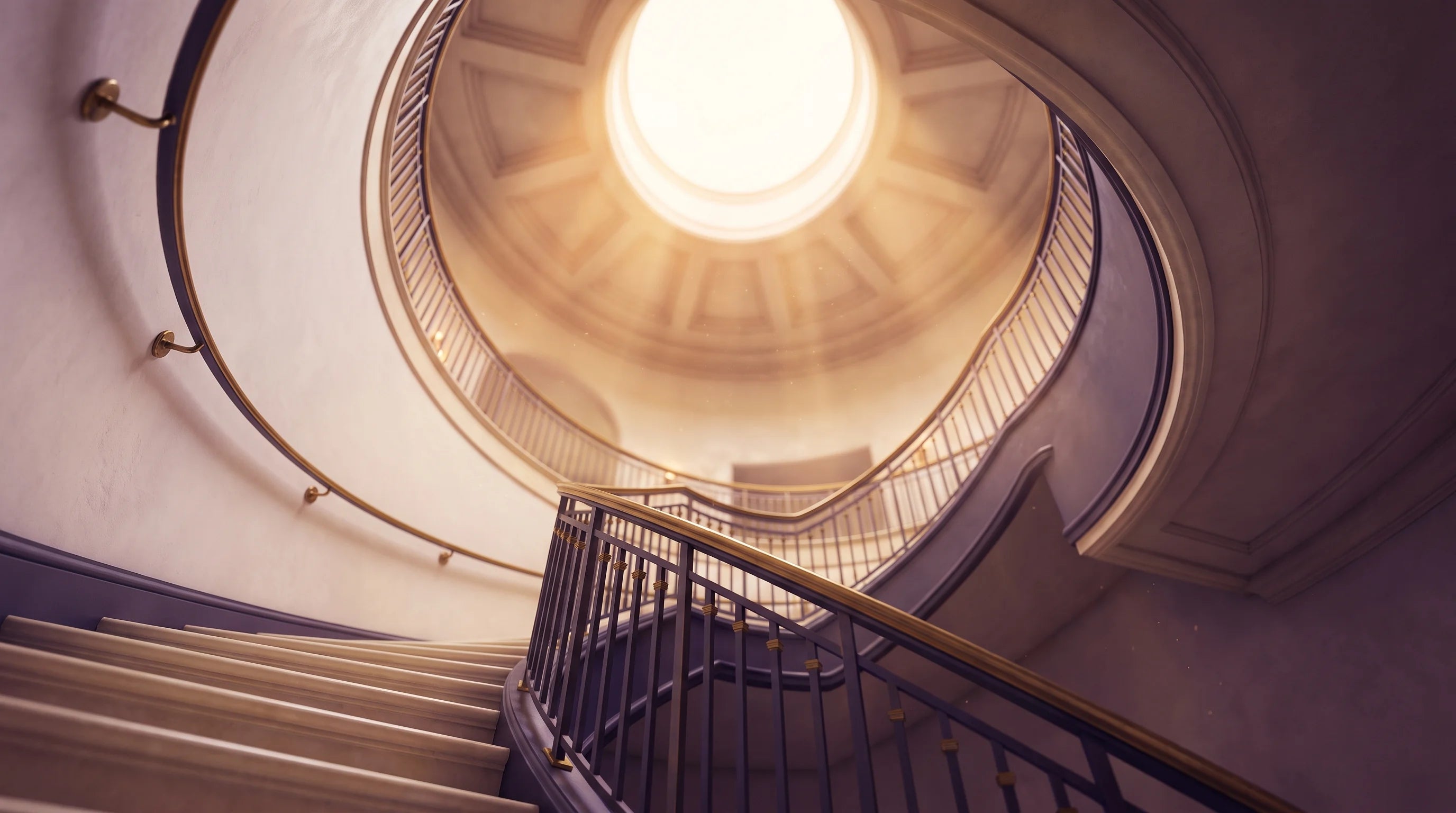 Spiral staircase ascending toward a skylight &mdash; Path Rise, One Althura Malaysia.